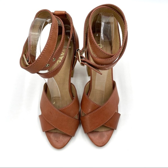 RAYE Leather Lily Wood Heel Ankle Wrap Sandals 7 - Picture 4 of 8